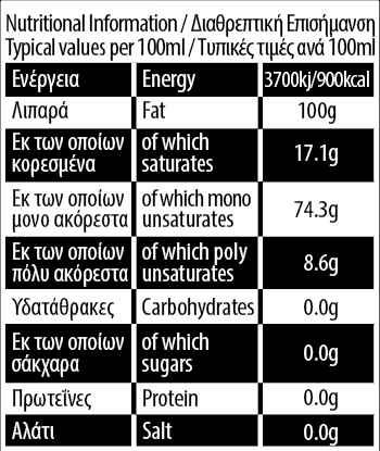 ORGANIC EXTRA VIRGIN OLIVE OIL IN GLASS BOTTLE 250ml