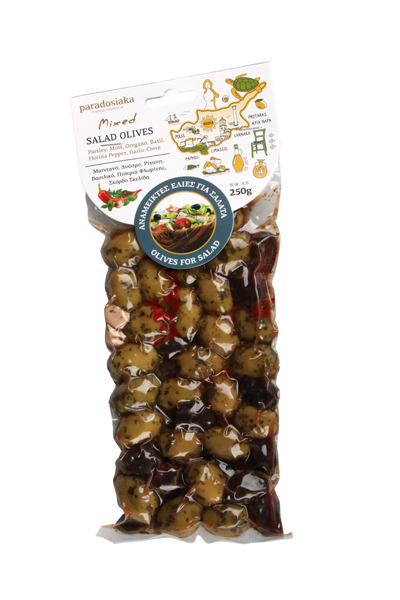 MIXED SALAD OLIVES (Parsley, Mint, Oregano, Basil, Florina Pepper, Garlic) 250g