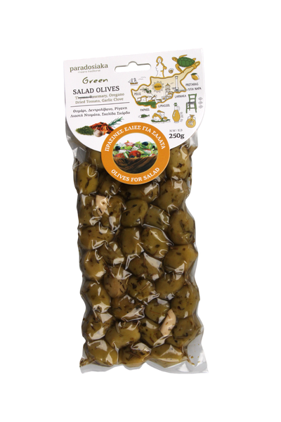 GREEN SALAD OLIVES (Thyme, Rosemary, Oregano, Dried Tomato, Garlic) 250g
