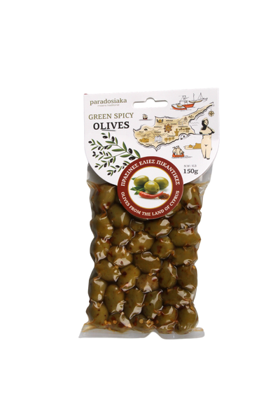 GREEN SPICY OLIVES 150g