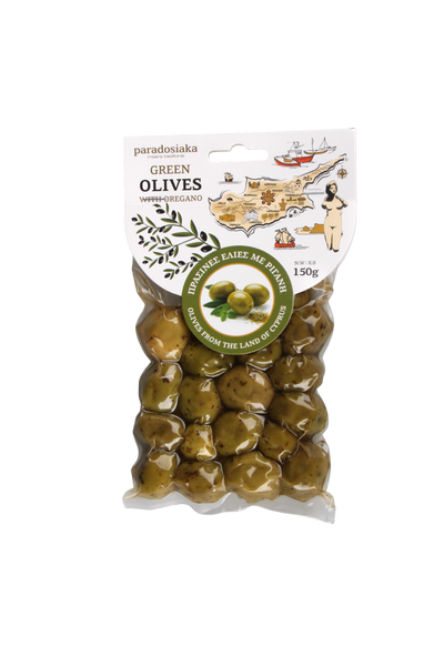 GREEN OLIVES WITH OREGANO 150g