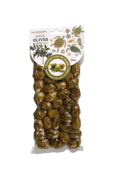 GREEN OLIVES WITH OREGANO 250g