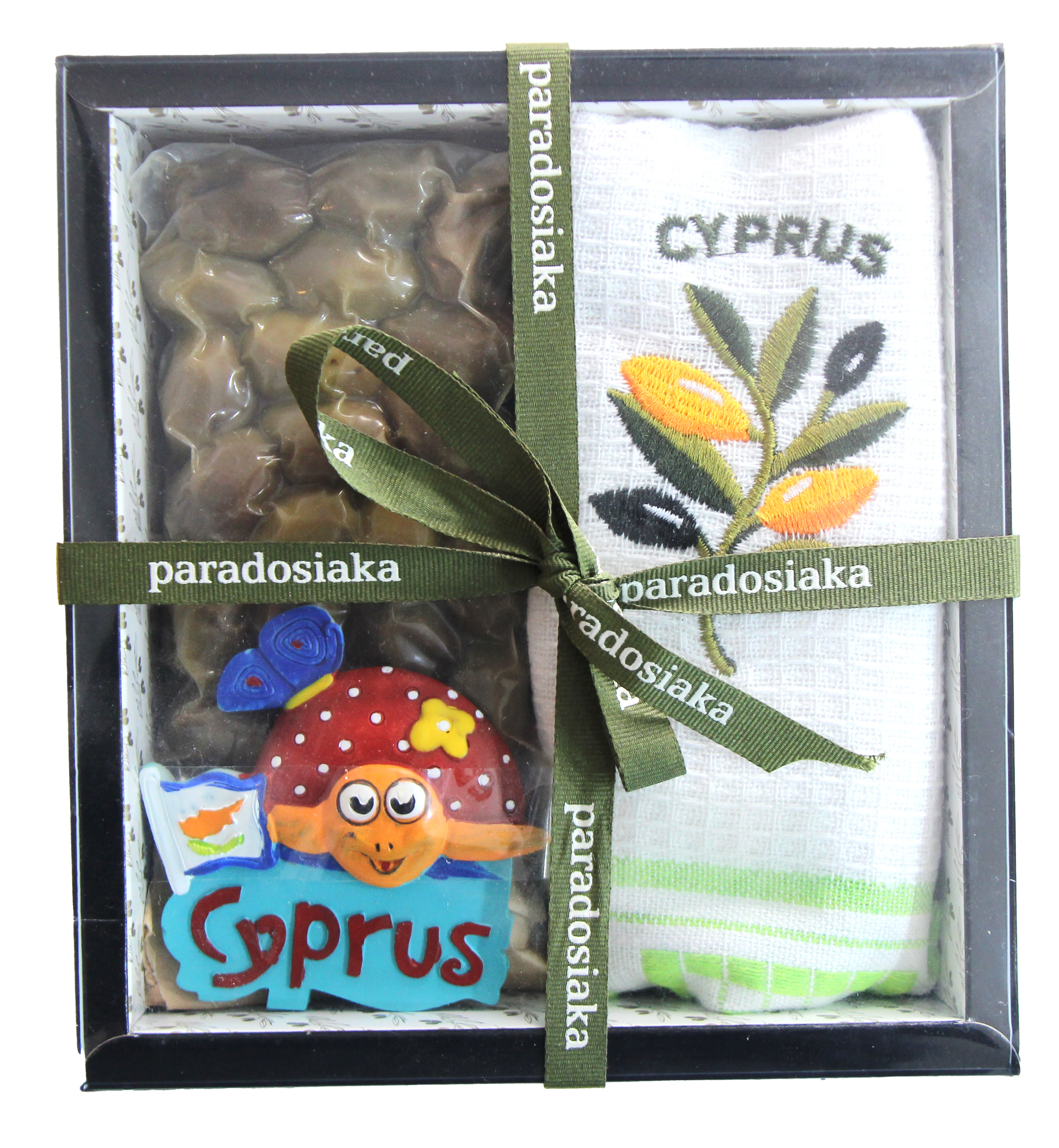 PARADOSIAKA GIFT SET WITH OLIVES, KITCHEN TOWEL & MAGNET