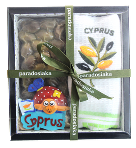 PARADOSIAKA GIFT SET WITH OLIVES, KITCHEN TOWEL & MAGNET