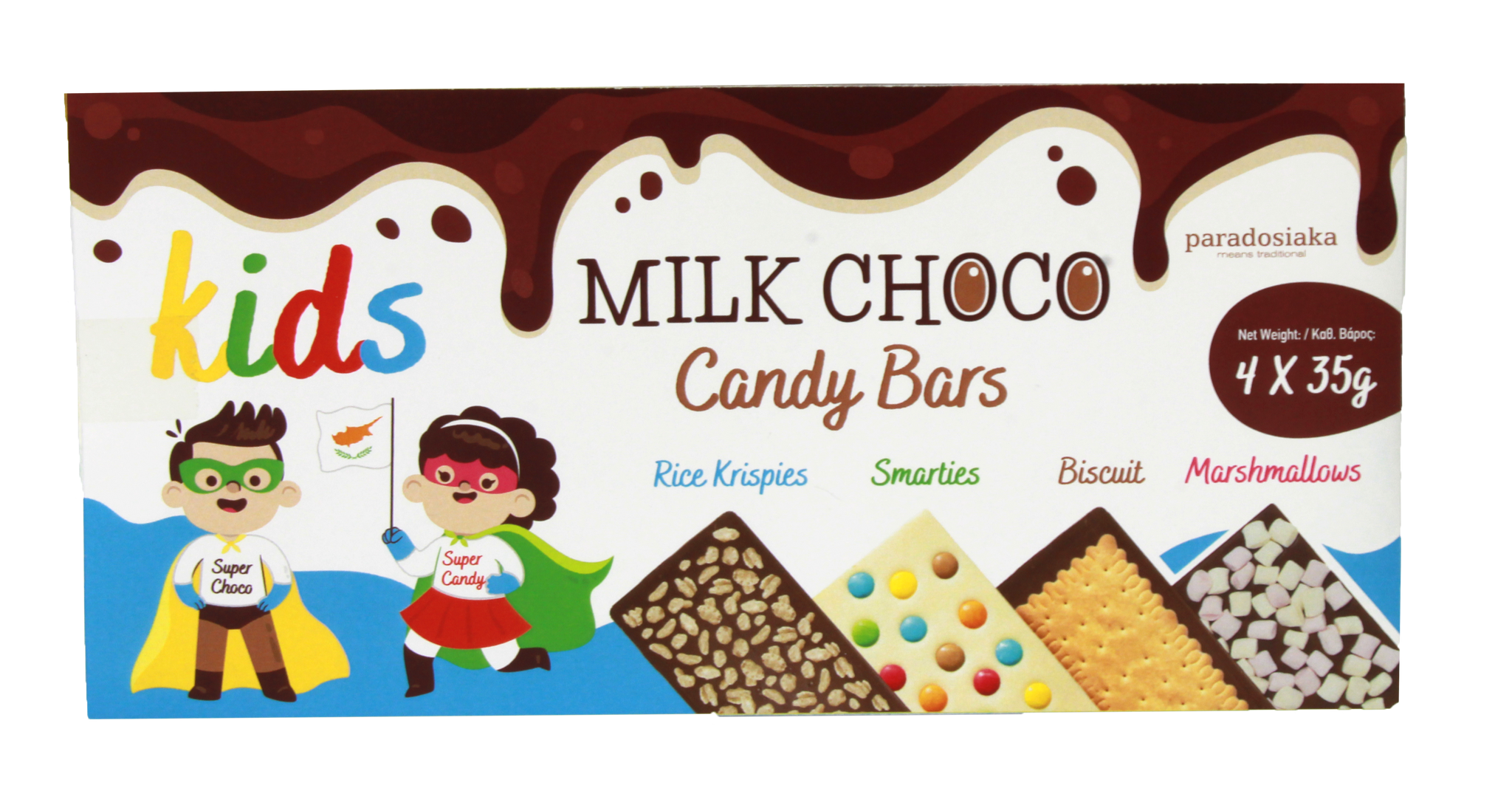 MILK CHOCO CANDY BARS 4 X 35g