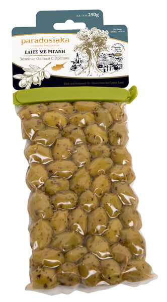 GREEN OLIVES WITH OREGANO 250g