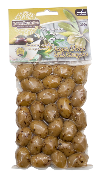 GREEN OLIVES WITH OREGANO 200g