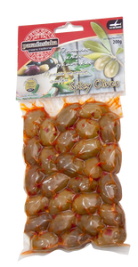 SPICY GREEN OLIVES 200g