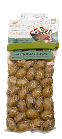 GREEN SALAD OLIVES (Thyme, Rosemary, Oregano, Dried Tomato, Garlic) 250g