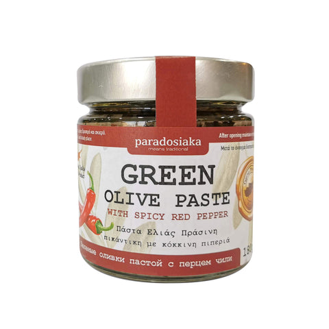 GREEN OLIVE PASTE WITH SPICY RED PEPPER 180g