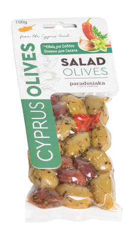 SALAD OLIVES WITH PARSLEY, MINT, OREGANO, BASIL, FLORINA PEPPER, GARLIC 100g