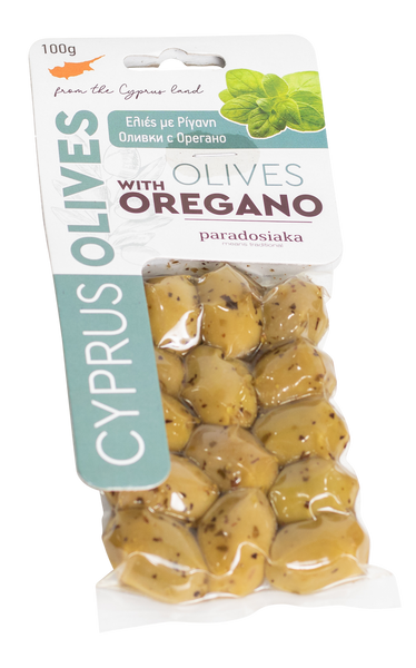 GREEN OLIVES WITH OREGANO 100g