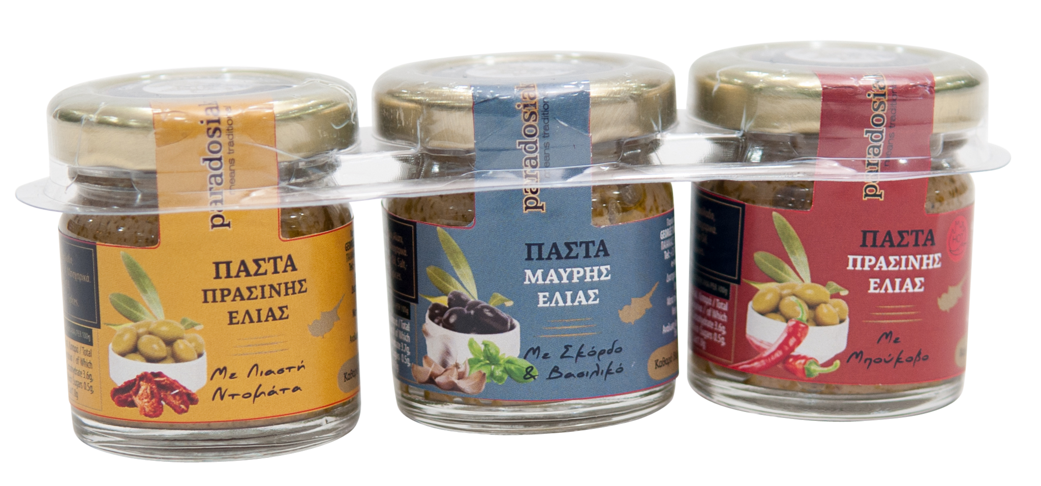 SET FLAVOURED OLIVE PASTES 3X30g