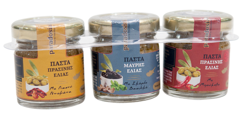 SET FLAVOURED OLIVE PASTES 3X30g